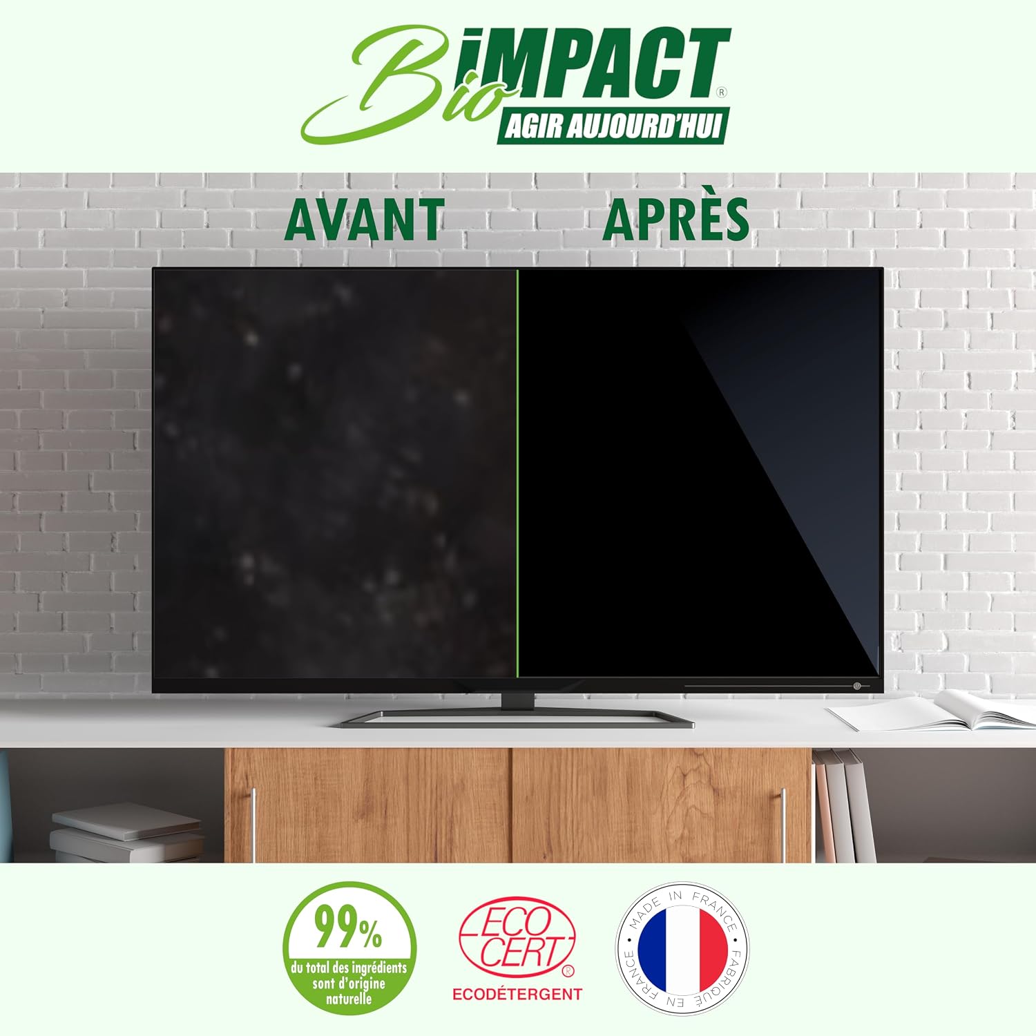 Nettoyant ecran TV - Lunettes - Smartphone - 500ml - Spray Nettoyage Pc, Television, Ordinateur Portable - Naturel certifié par Ecocert 500 ml