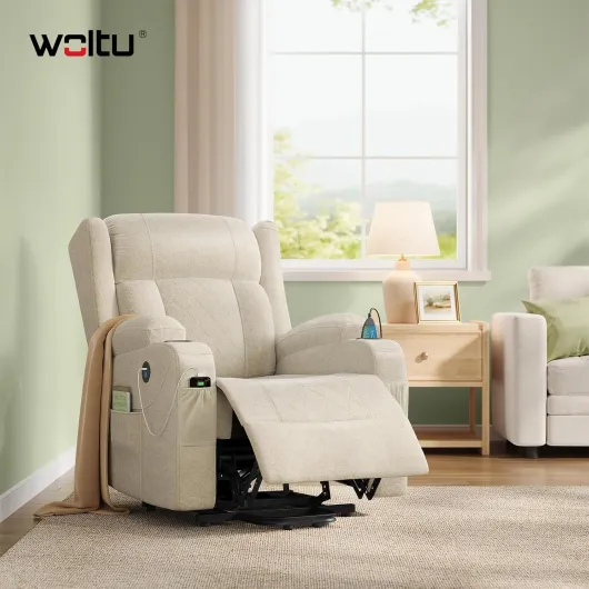 Fauteuil Relax Électrique, Fauteuil Massant, Tissu Éponge, Beige Beige Tissu éponge