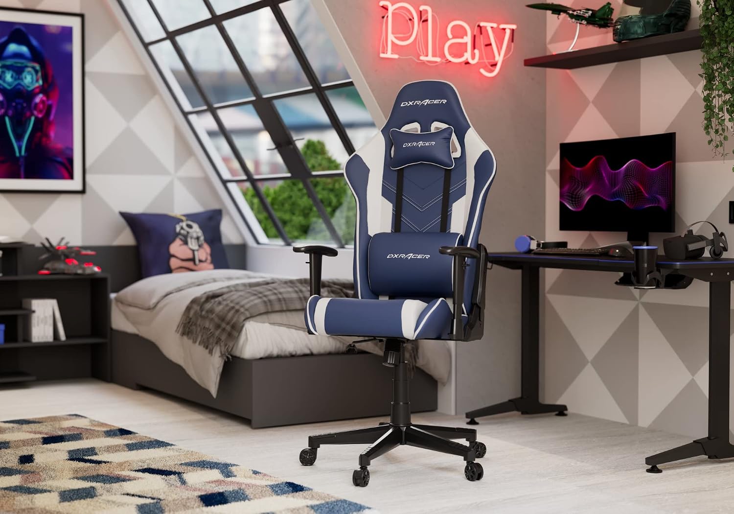 PRINCE L Bleu & Blanc PVC Cuir L'original du Chaise Gaming Bleu-blanc (l'original) Prince P132