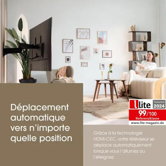 Vogel's TVM 7675 Support Mural TV Motorisé Premium, 40-77 Pouces, Noir Orientable Motorisé Noir