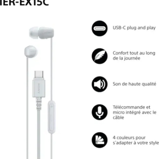 Avis Sony IER-EX15C USB-C : des écouteurs filaires simples et efficaces pour le quotidien