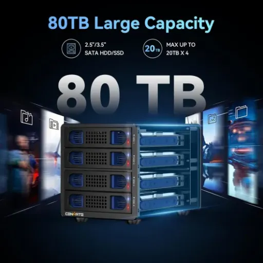Avis Cenmate Boîtier 4 Baies 80 To : du stockage USB massif sans fonction RAID