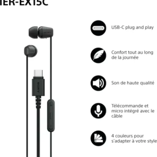 Avis Sony IER-EX15C USB-C : des écouteurs filaires simples et efficaces pour le quotidien