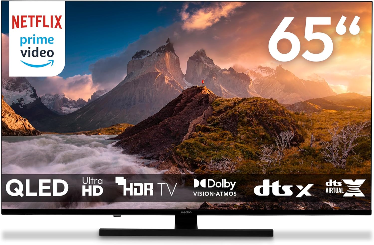 TV 65 Pouces (163,9 cm) QLED Television (Smart TV, 4K, Dolby Vision HDR, Prime Video, Disney+, Dolby Atmos, DTS X, Compatible avec Google TV, PVR, Bluetooth, MD 865700) 4K - QLED - 2025 163,9 cm (65 Pouces)