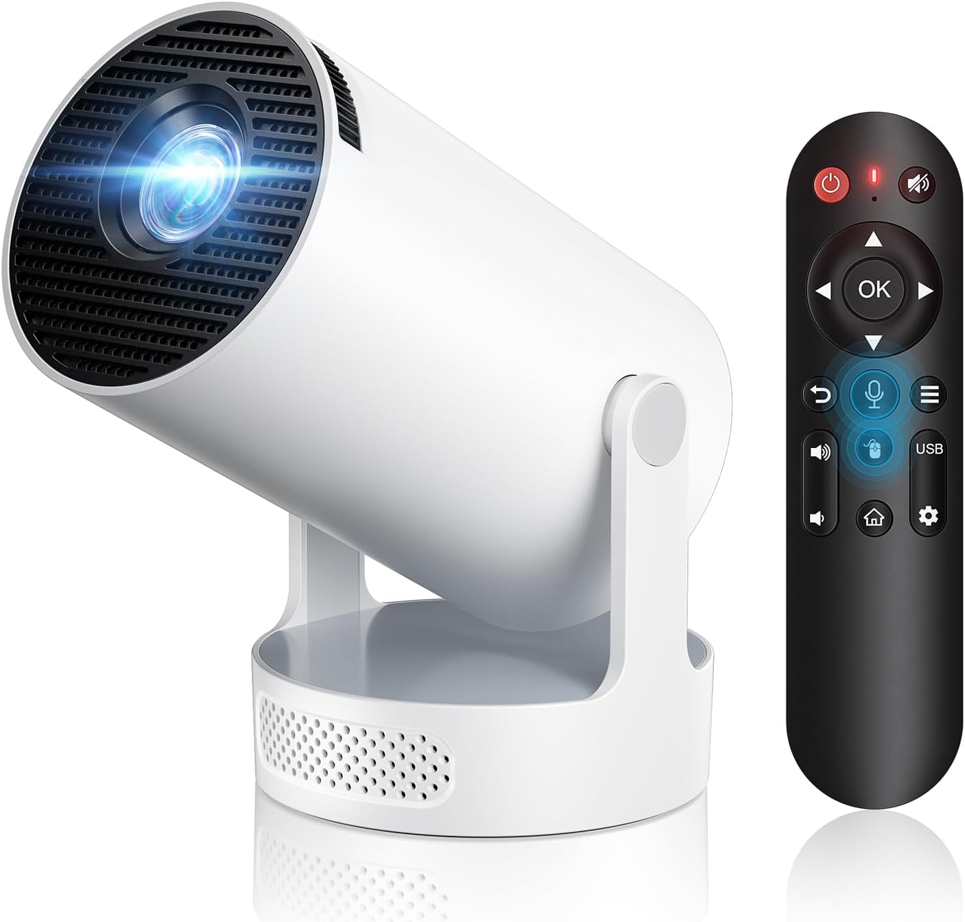 Vidéoprojecteur Portable, [App intégrée] Mini Projecteur Video FHD 1080P avec Haut-parleur HiFi &Focale Ultra Courte Rétroprojecteur Android TV BT 5.4 Wi-Fi 6, Auto Correction Grand Projection