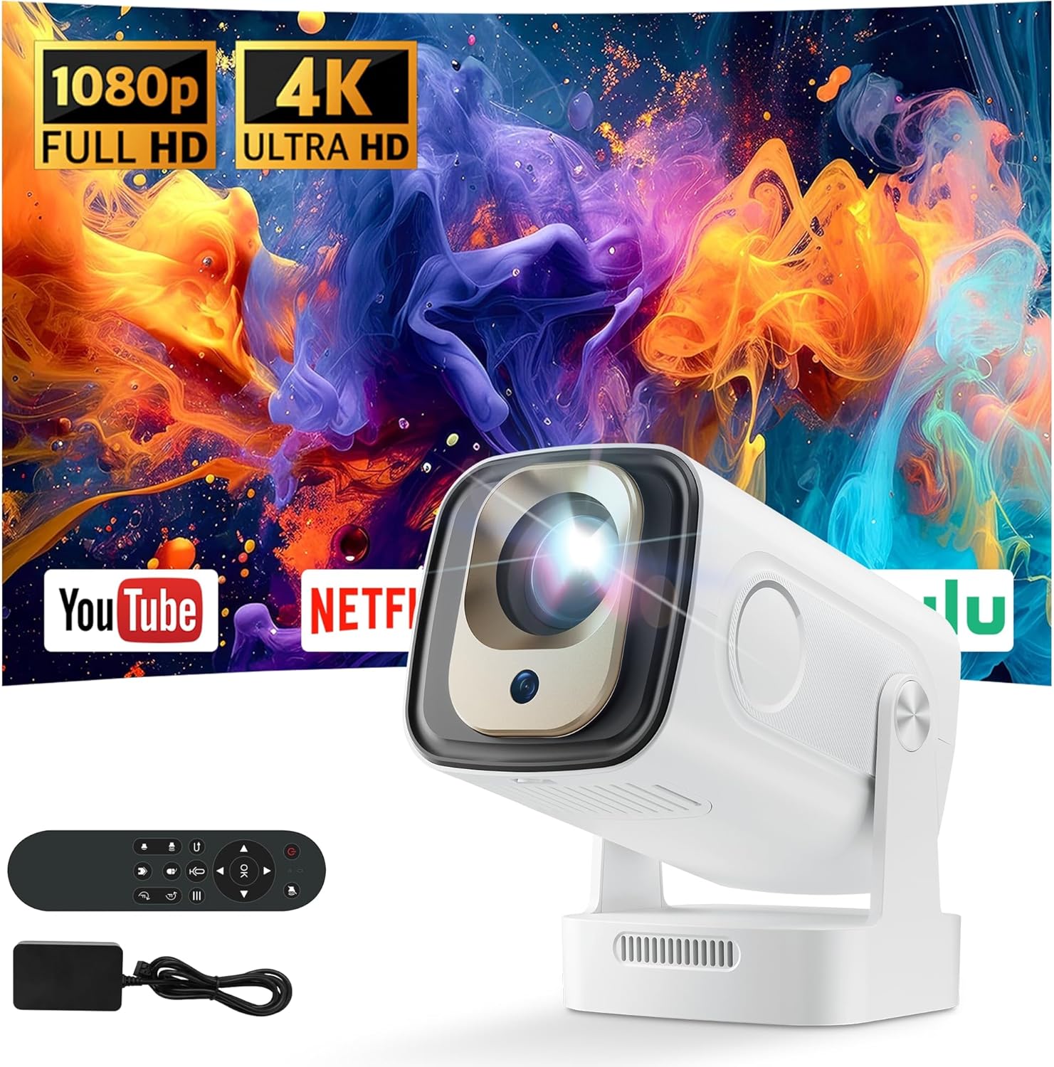 [Apps intégrées] Mini Projecteur 4K Videoprojecteur Portable - Projecteur Vidéo WiFi 6 Android 11, 210 ANSI/1080P Full HD,Assistant Google Compatible TÉLÉPhone/PC/Lap/Stick/Home Cinéma (P5P260)