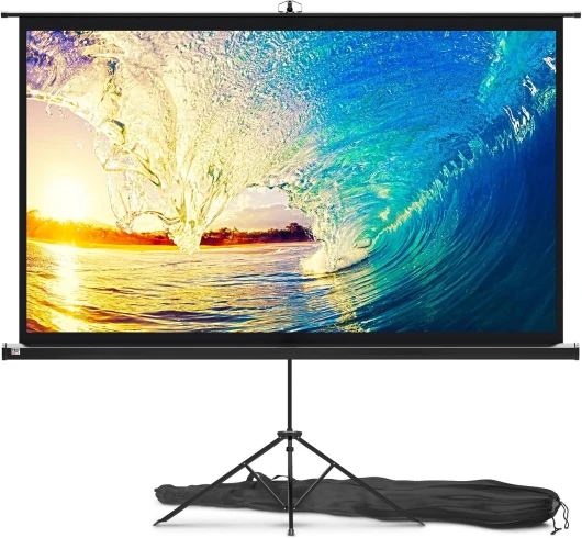 Écran de Projection sur Pieds 84 Pouces - Écran pour projecteur intérieur et extérieur pour Films ou présentations - Écran sur trépied HD Premium sans pli 16:9 avec Sac de Transport et Sangles, Mat 84 Inch 16:9 Aspect Ratio noir