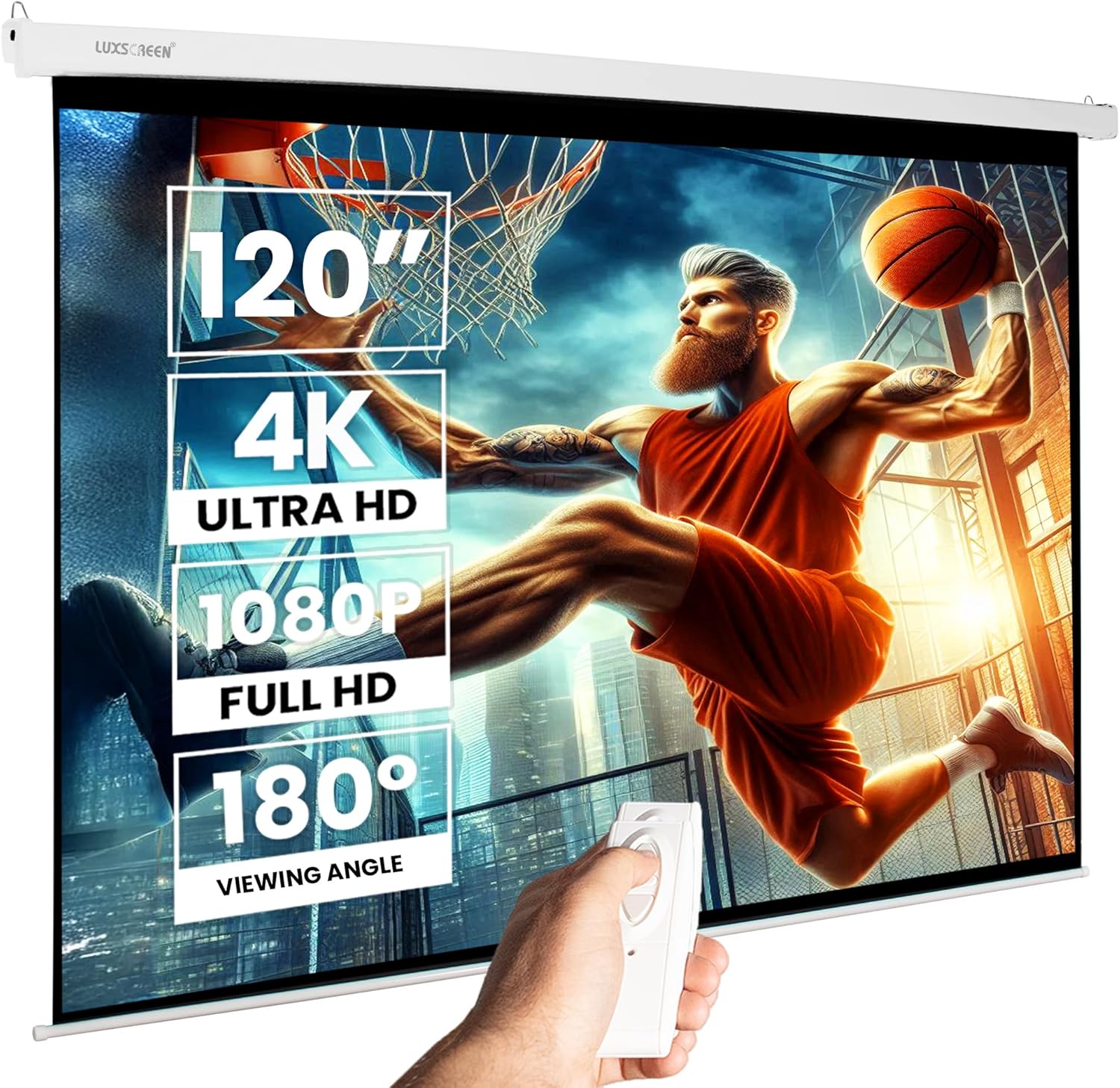 Ecran de Projection Moteur 120", 244 x 183cm, Télécommande radiofréquence, nécessite Un Espace d'installation de 277cm 120 pulgadas 4:3