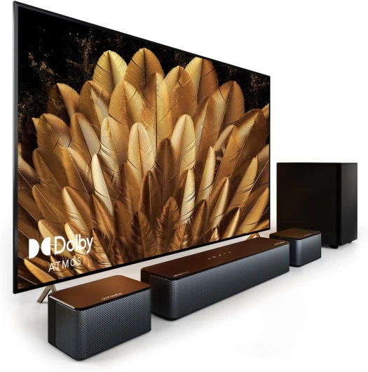 5.1 Barre de Son avec Dolby Atmos, 3D Surround Sound System, Barre de Son TV avec Caisson de Basse, 2 Haut-Parleurs Arrière, Barre de Son Bluetooth 5.3 avec Basses Réglables, Poseidon D60 Noir Dolby Atmos Barre de Son