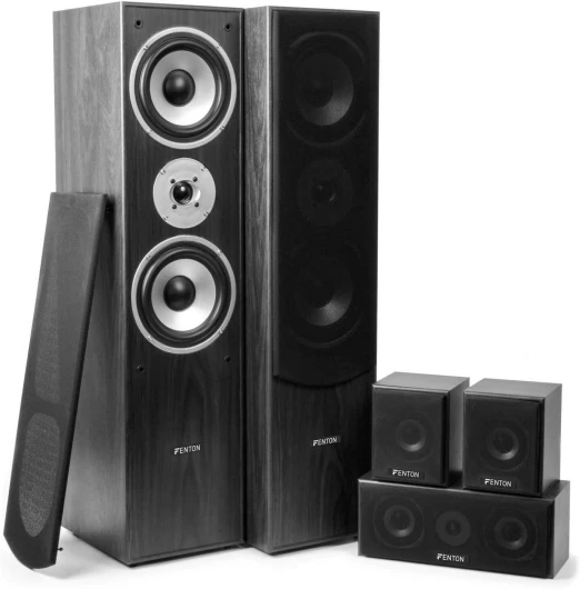 Fenton HF5B - Home Cinéma 5.0 - Noir, 335 Watts, Pack de 5 Enceintes Home Cinéma, Idéal pour Films et Musiques black