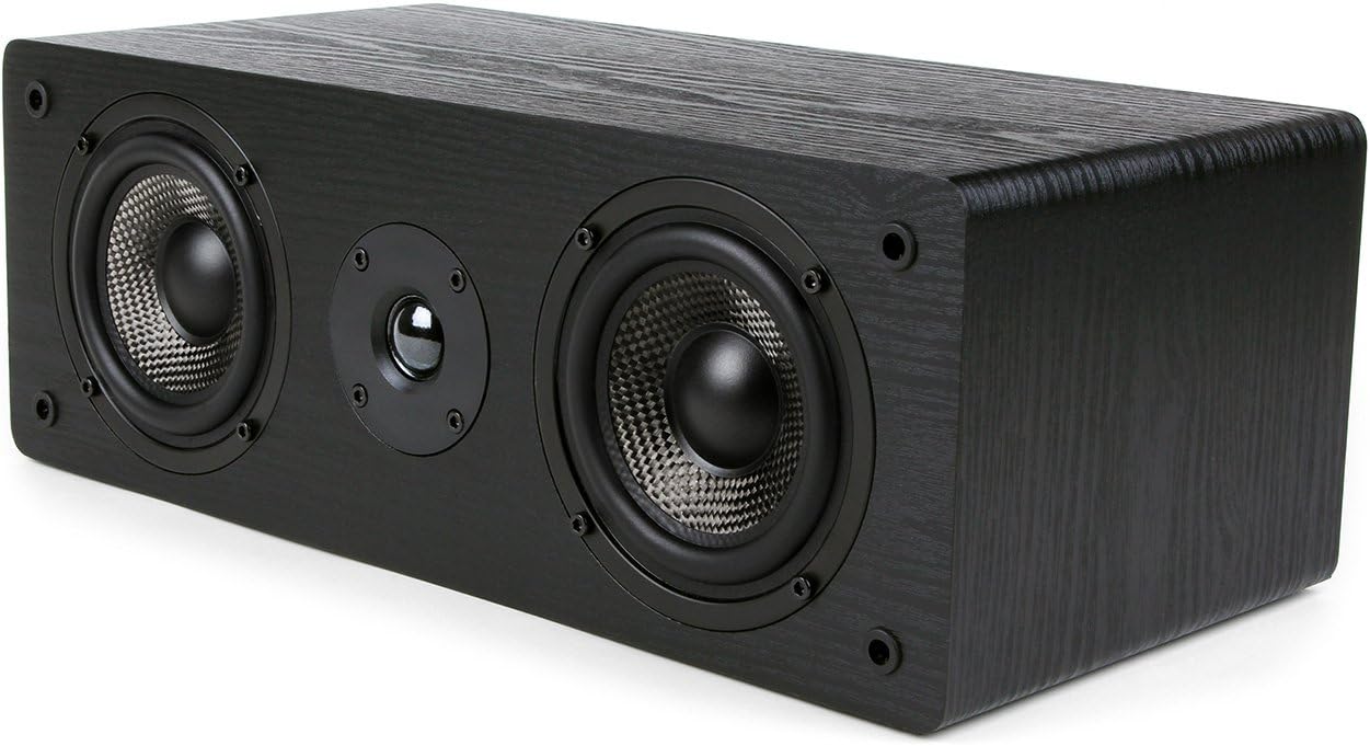 Micca Haut-Parleur Central Standard MB42-C avec Double woofer en Fibre de Carbone de 10 cm et Tweeter à dôme en Soie (Noir, chacun)