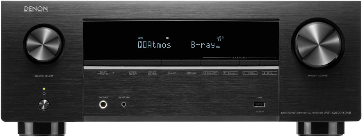 AVR-X2800H Dab Amplificateur AV Home Cinéma 7.2 Canaux, 150W, HDMI 8K, HEOS Multiroom, Dolby Atmos, DTS:X, Radio Dab+, Wi-FI, Bluetooth - Noir Avec radio numérique