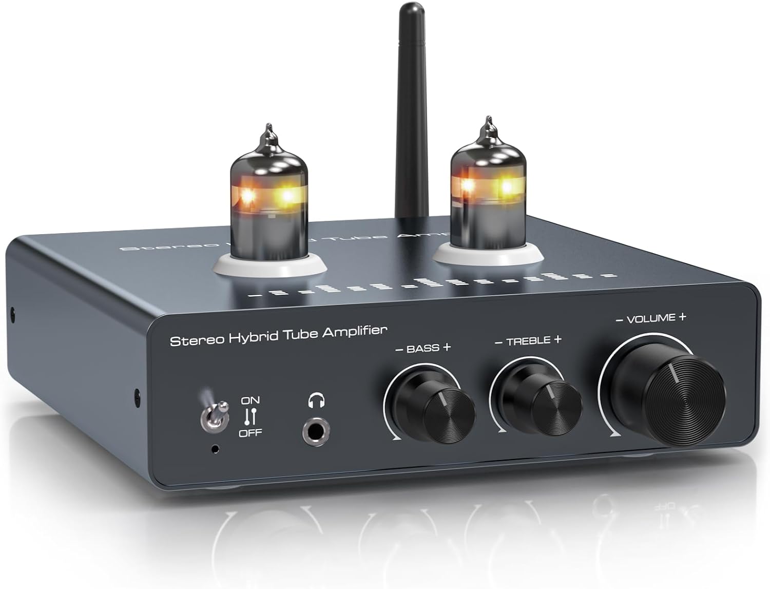 Amplificateur à Tubes Amplificateur Numérique Bluetooth 5.0 Préamplificateur Audio Stéréo Hi-FI pour la Maison Boutons de Contrôle des Aigus et des Basses Prise en Charge de 3 Enceintes