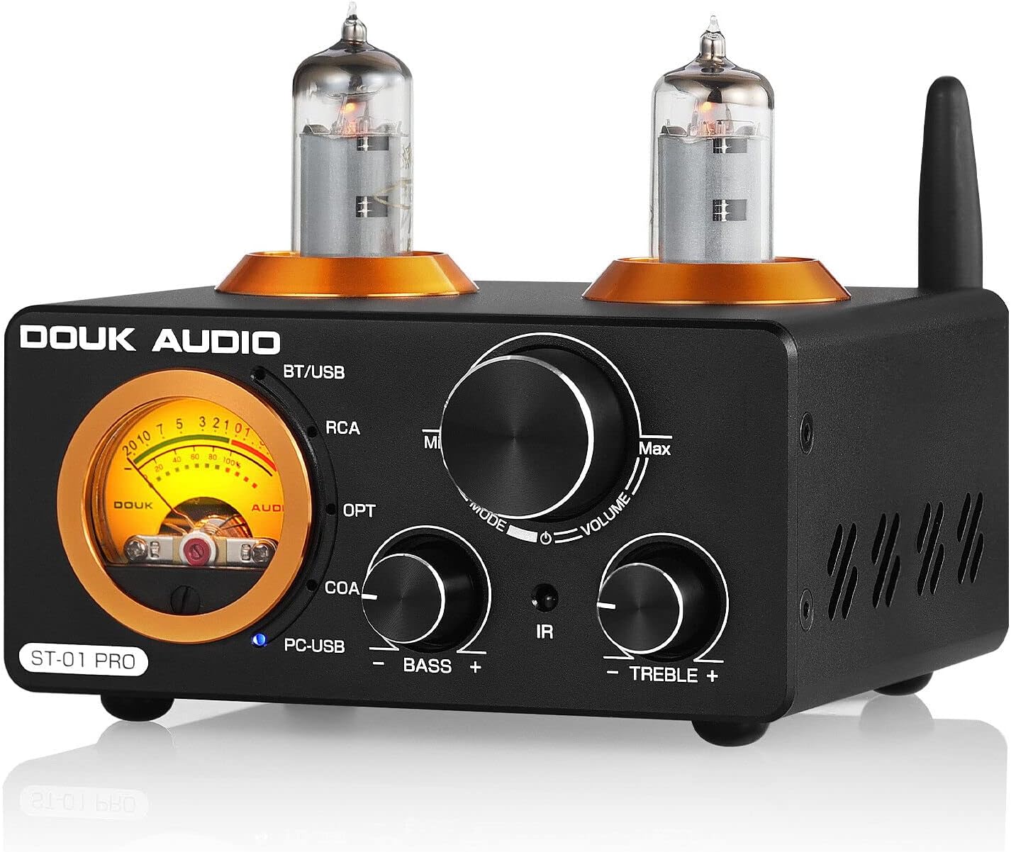 [Version Mise à Jour] ST-01 Pro 200W Amplificateur Hi-FI Mini récepteur Audio Bluetooth 5.0 Amplificateur à Tubes numérique avec VU-mètre, USB DAC Coax/Opt