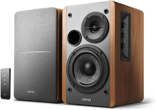 R1280T Enceintes Bibliothèque Alimenté - Moniteurs de Champ Proche 2.0 - Enceinte Moniteur Studio - Boîtier en Bois - 42 Watts RMS