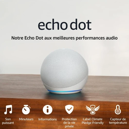 Echo Dot (Nouvelle génération) - Enceinte connectée Bluetooth et Wi-Fi au son puissant encore plus imposant, avec Alexa - Blanc Blanc Appareil seulement