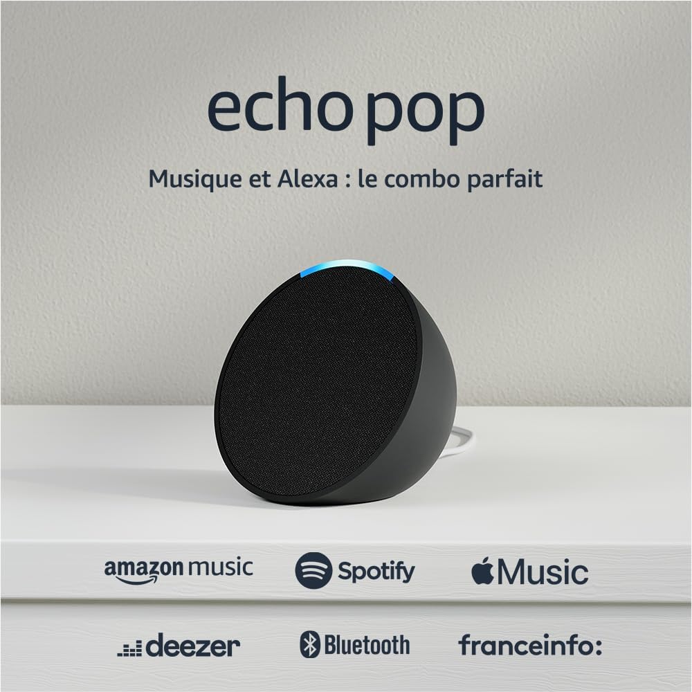 Echo Pop (Nouvelle génération) - Enceinte connectée Bluetooth et Wi-Fi compacte au son riche, avec Alexa - Anthracite Anthracite Appareil seulement