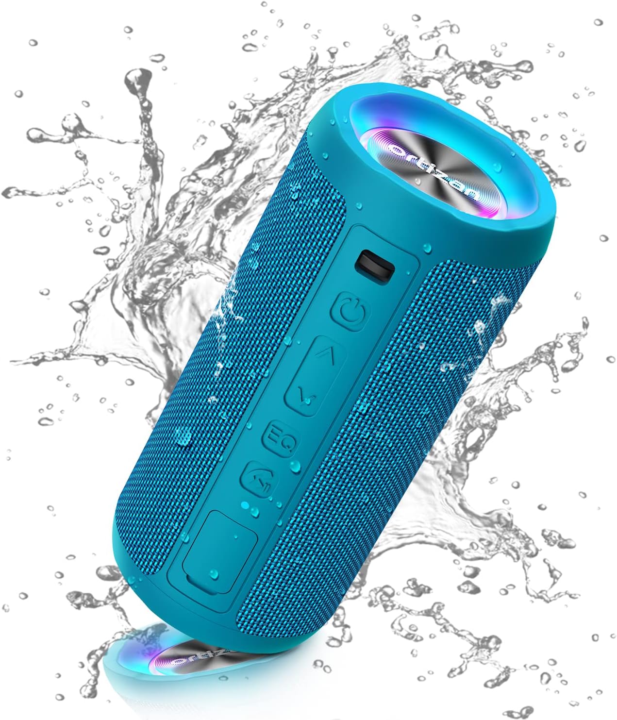 Ortizan Enceinte Bluetooth Portable sans Fils.lumière LED, IPX7 Lecture 30H, Volume Plus Fort et Basses améliorées,Durable pour Les Voyages, l'extérieur… (Blue)