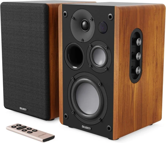 Enceinte Active Amplifiée - 100W Enceinte PC Bluetooth - Triple Conducteur Enceintes Bibliotheques - Enceinte Monitoring Studio avec HDMI Arc - Enceinte HiFi pour Platine Vinyle ou TV - Majority D100