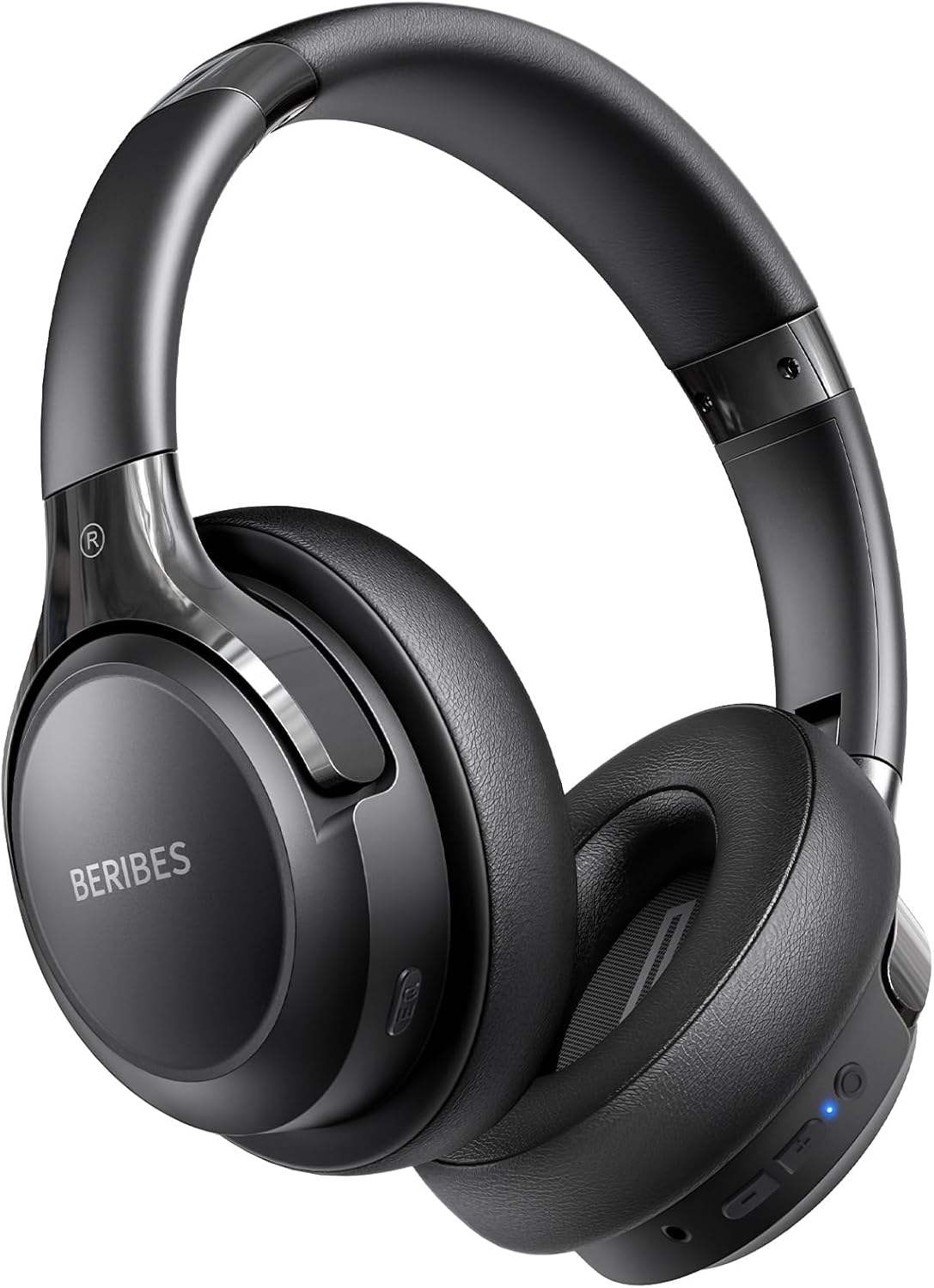 BERIBES Casque Bluetooth sans Fil - Durée de Lecture : 65 h -avec Micro 6 Modes EQ - Style Around-Ear - avec Microphone - pour iPhone/iPad/Android/Ordinateurs Portables Le noir