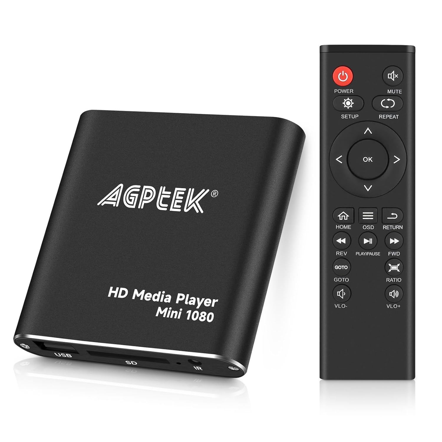 Lecteur Multimédia, HDMI Lecteur Multimédia pour TV Mini HD Media Player 1080P pour -MKV/RM- HDD Clés USB et Cartes SD avec Télécommande (Noir) HA0053B