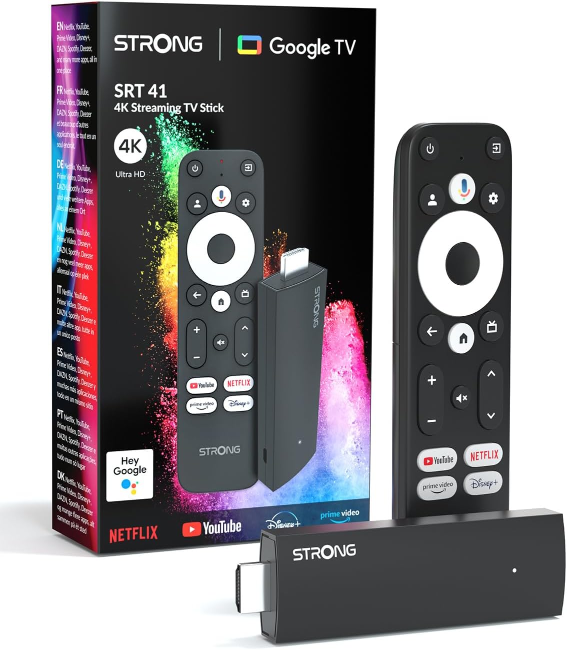 SRT41 Google TV Stick 4K UHD, Android 11, Wi-FI, Chromecast Intégré, Assistant Vocal Google, HDR10+, Dolby Audio & Dolby Vision, Netflix, Prime Video, Youtube, Disney+ Google TV Stick HDMI