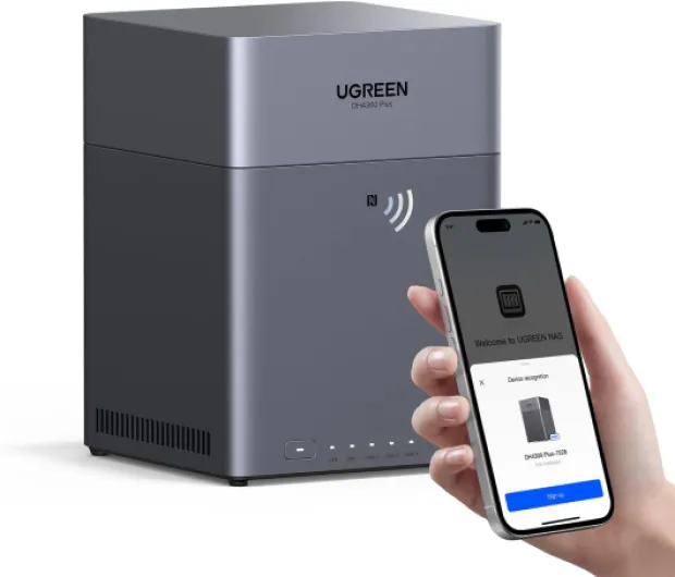 NASync DH4300 Plus NAS de Bureau 4 Baies, Port LAN 2,5 GbE, SoC RK3588C, 8 Go RAM, Connexion NFC One-Touch, Album Familial/Bébé AI, Cloud Personnel pour Maison/Bureau (sans Disques)