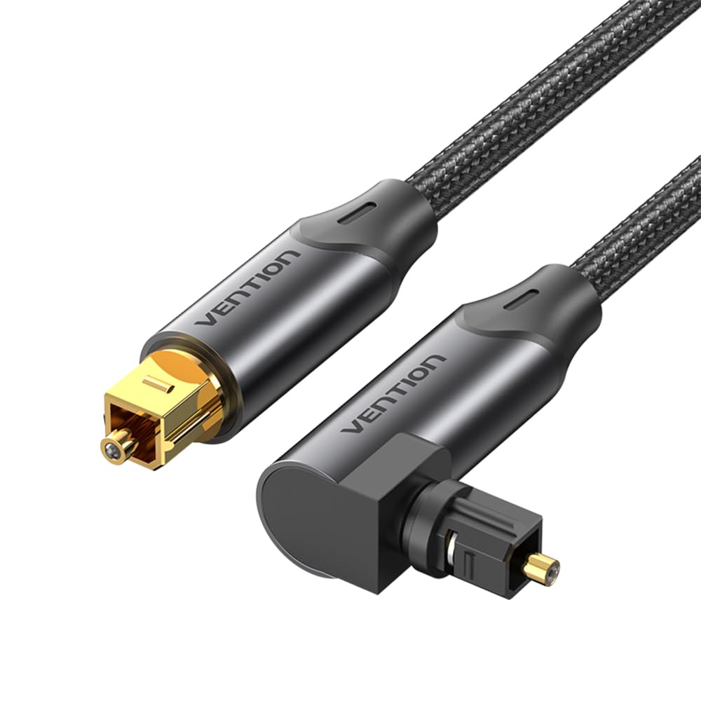 Vention Câble audio optique à angle droit Câble audio numérique Toslink numérique pour barre de son et TV,Câble optique plaqué or pour home cinéma,S/PDIF,PS4,Xbox,chaîne hi-fi (3.28FT/1Meter)