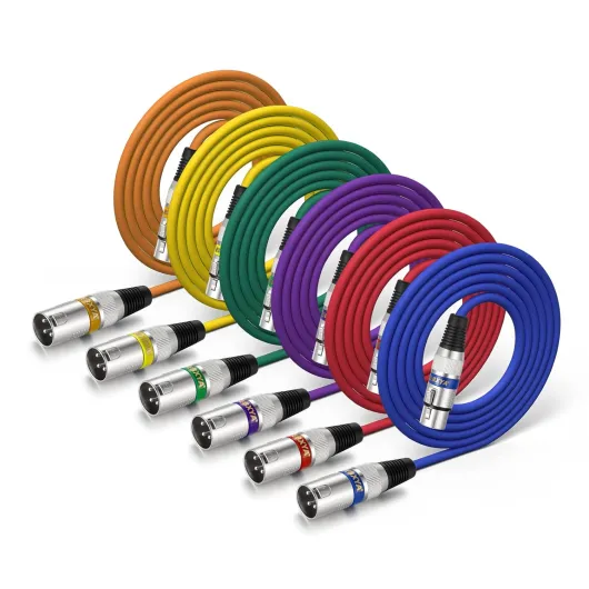 EBXYA Câble XLR 2M/6FT XLR mâle à femelle 6 packs de couleurs pour microphone Audio Mixer-3 broches câble de raccordement de scène équilibré 2M 6Pack