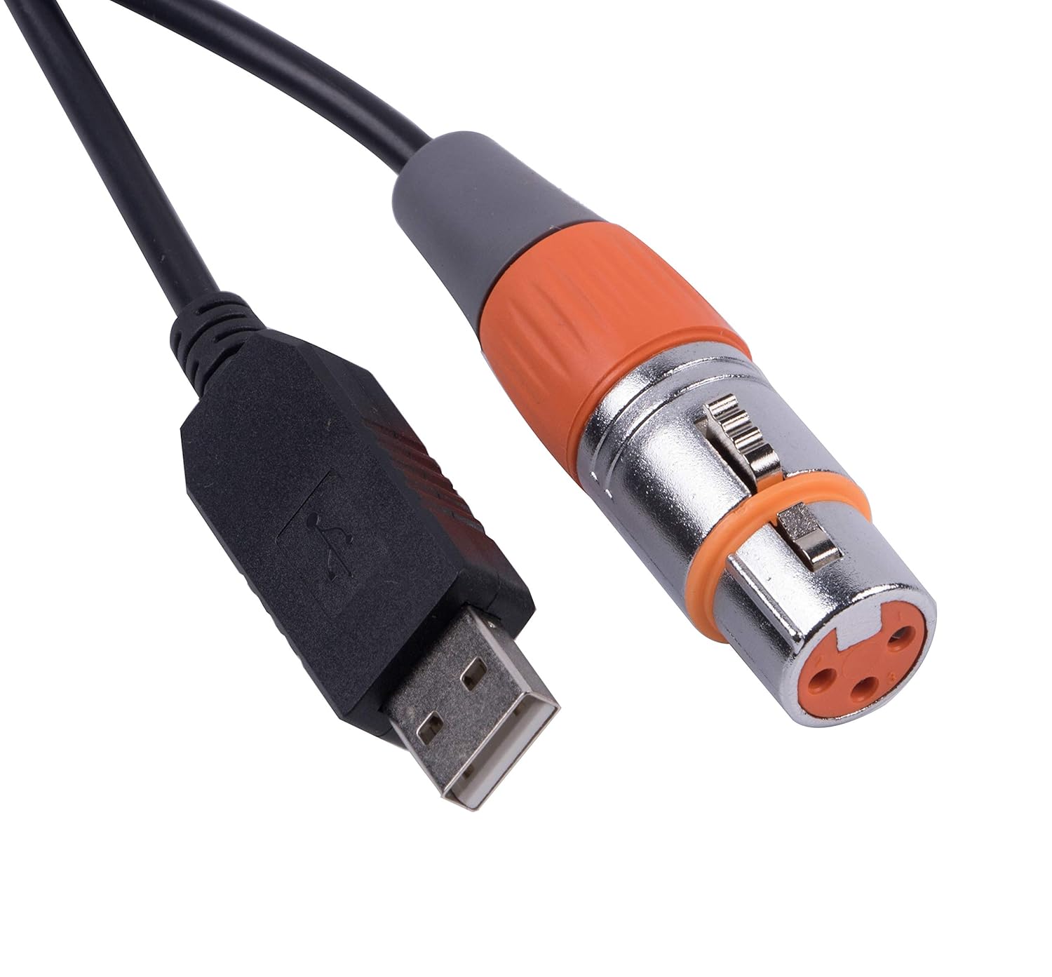 Câble de contrôle USB vers DMX RS485 adaptateur convertisseur série FTDI XLR 3 broches câble de dispositif d'éclairage de scène (1,8 m, boîtier noir USB) 183 cm Coque USB noire