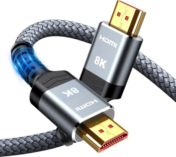 8K Câble HDMI 2M, Ultra Haut Débit 48Gbps 8K@60Hz 4K@120Hz Cordon HDMI 2.1, HDR10+ ARC eARC HDCP 2.2&2.3 Compatible avec TV PC Monitor Projecteur PS-5 X-box 2meter