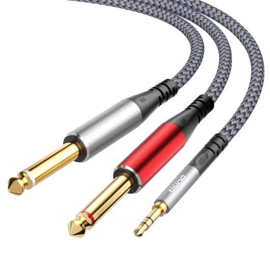 Tisino Câble Jack 3,5mm vers 6,35mm (3m), câble de connexion audio 3,5mm TRS à double 6,35mm mono pour téléphones, lecteurs CD et MP3, haut-parleurs et amplificateurs 3m 1
