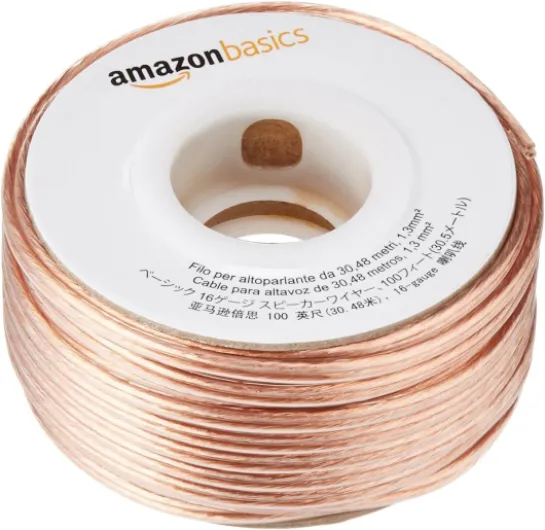 Câble Audio pour Haut-Parleur Calibre 16 Section 1,3 mm² Longueur 30.48 m, Bronze