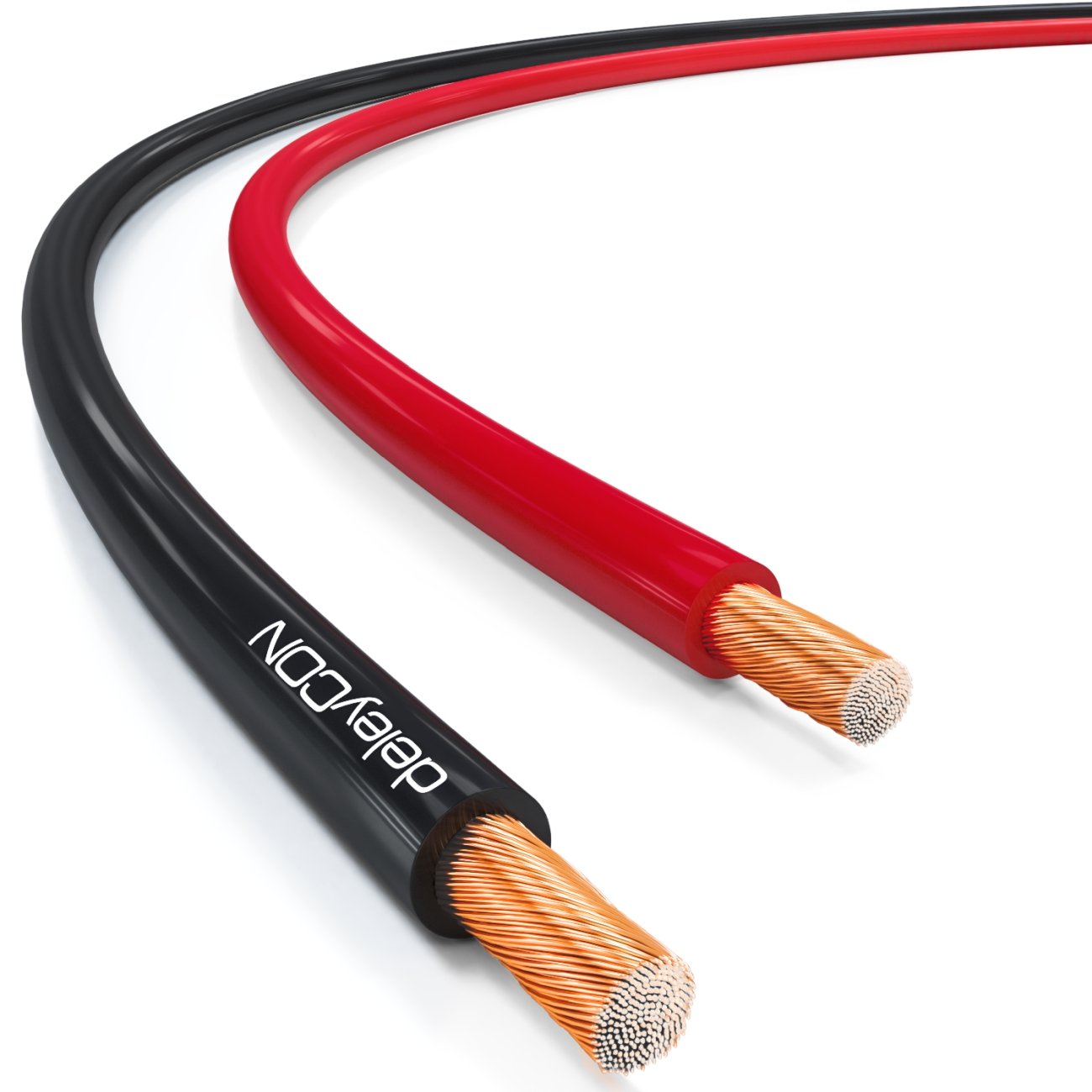 DeleyCON 50m Cable pour Haut-Parleur 2x 4,0mm² CCA Aluminium Revêtu de Cuivre Brins 2x56x0,30mm Marque de Polarité - Rouge/Noir 50 M Rouge / Noir