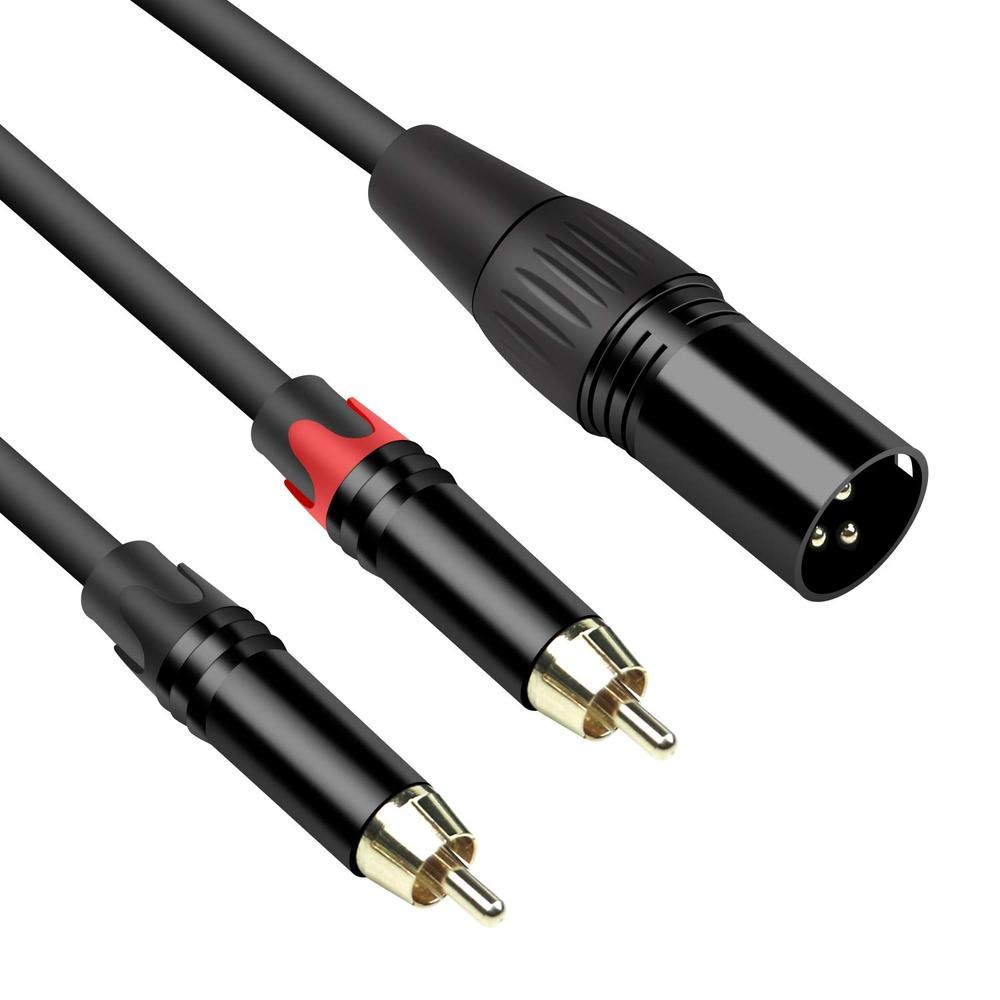 Devinal Câble répartiteur audio stéréo professionnel en Y, [très résistant] XLR mâle vers 2 RCA mâles Câble de câble pour mixer des consoles de microphones pour enregistreurs ou amplificateurs 3 m 10 FT