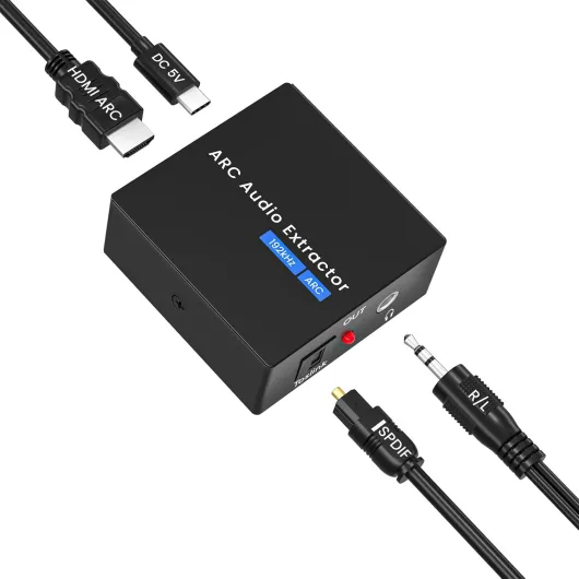 192 kHz Extracteur Audio ARC,Adaptateur HDMI ARC Optique avec Câbles Optiques et 3,5 mm,Convertisseur DAC Adapté pour Chaînes Stéréo et Amplificateurs