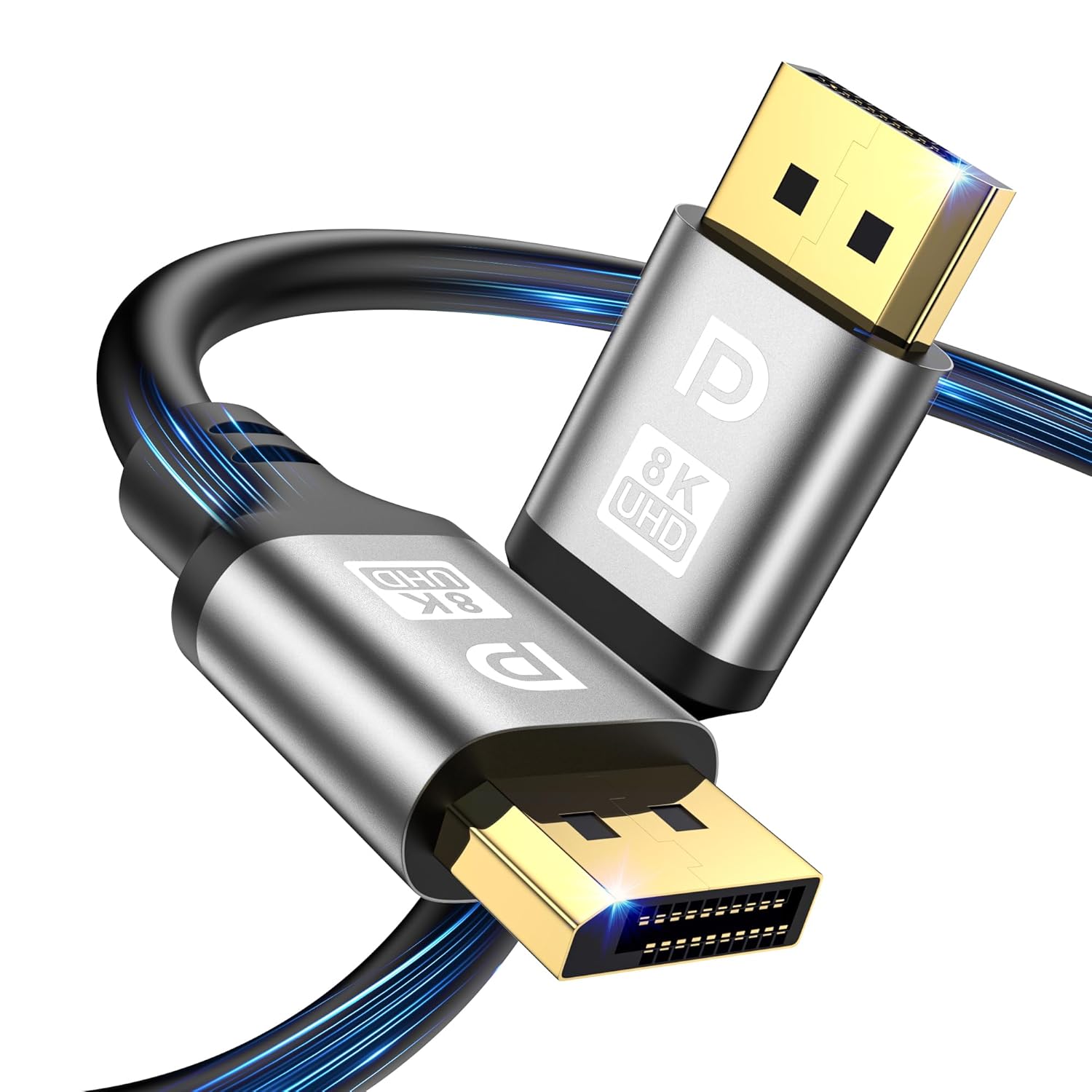 Jojobnj 16K Câble Displayport 1M, DP à DP Câble 16K@60Hz,8K@120Hz,4K@240Hz, HBR3 32.4Gbps, HDR, G-Sync Free-Sync, Câble DP 2.1 pour 240Hz Moniteur Gaming/PC