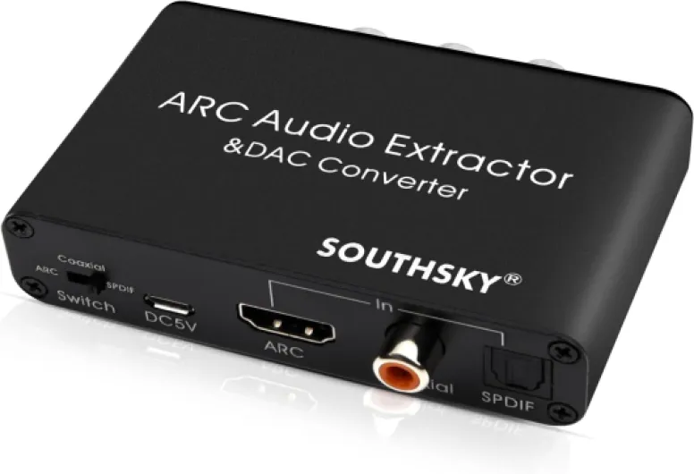 192 KHz Convertisseur DAC, Adaptateur RCA Numérique vers Analogique L/R, Extracteur Audio HDMI ARC vers SPDIF Coaxial 3,5 mm L/R, Volume CEC Réglable