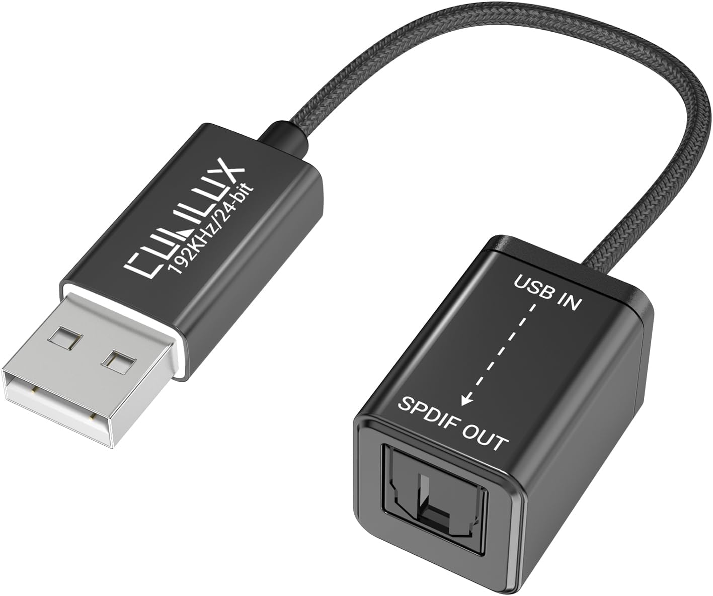 Cubilux Adaptateur Audio Optique USB A vers TOSLINK, Convertisseur Numérique S/PDIF Unidirectionnel pour PC Ordinateur Portable, Émetteur SPDIF 48/96/192KHz 24-bit, Non Compatible TV, Xbox, PS5 USB A Adaptateur SPDIF unique