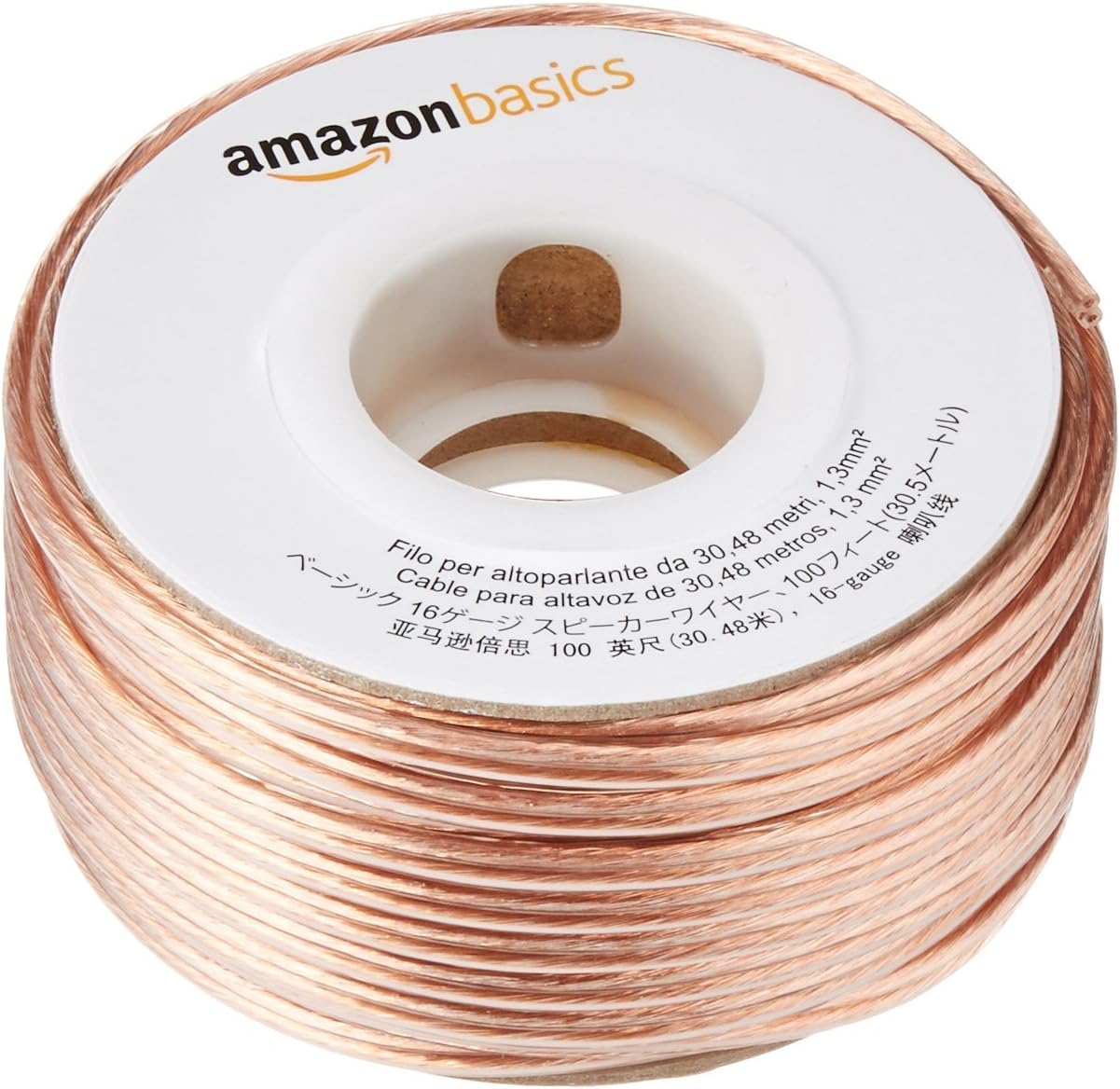 Amazon Basics Speaker Cable, Easy Assembly, 16-Gauge, Bronze, 100 ft 100 Feet 1-Pack