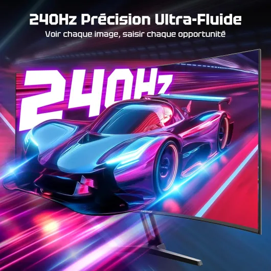 Amzfast Ecran PC Gamer Incurvé 27 Pouces - 240Hz, FHD 1920x1080, 1ms MPRT, sRGB 130%, Anti-Lumière Bleue, HDR, Adaptive Sync, HDMI 2.0/DP 1.4, VESA 100x100, AMZG27C1Pro 27 pouces FHD courbé 240Hz/HDMI+DP