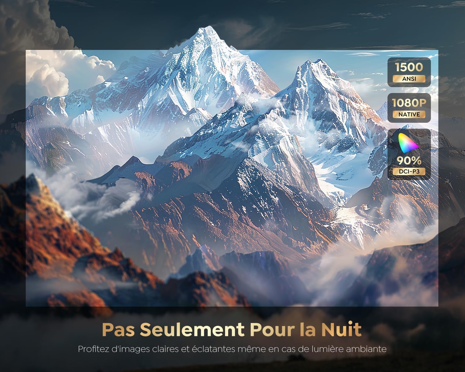 Vidéoprojecteur 4K【1500 ANSI/Google TV】 Netflix/Disney+ Officiel, Auto Focus/Keystone Projecteur WiFi6 Bluetooth Full HD 1080P, Contrôle Vocal, Zoom 50% Projecteur Vidéo de Jour Home Cinéma/Extérieur Noir