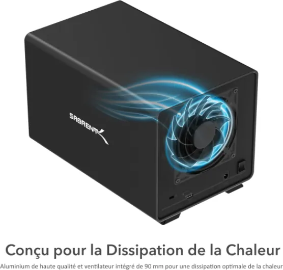 Station d'accueil du Disque Dur SATA 3,5", 4 Baies Adaptateur SSD/HDD vers USB 3.2, Boitier Externe pour Disque Dur avec Ventilateur et Alimentation, clonage Hors Ligne, 2 câbles USB Inclus 3,5" 4 Baies‎