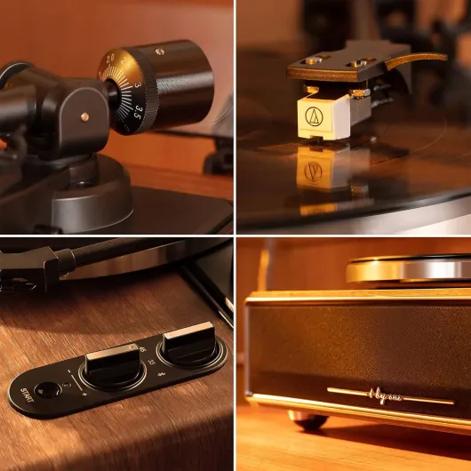 Platine Vinyle avec Transmission par Courroie Haute Fidélité, Haut-Parleurs Intégrés, Lecture sans Fil et Fonctionnalité Aux-in, Arrêt Automatique Rétro