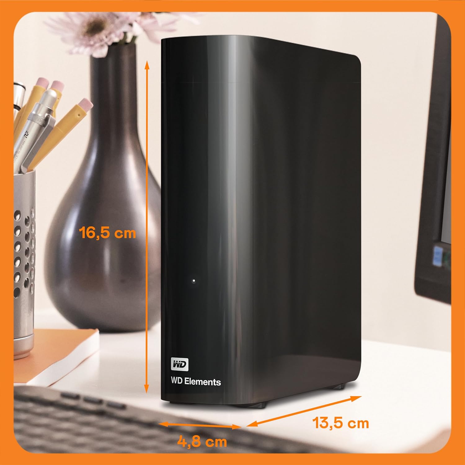 WD 18 To Elements HDD de bureau, USB 3.0, (supplémentaire pour les photos, la musique, les vidéos et tous les autres fichiers, résistant aux chocs) noir 18TB