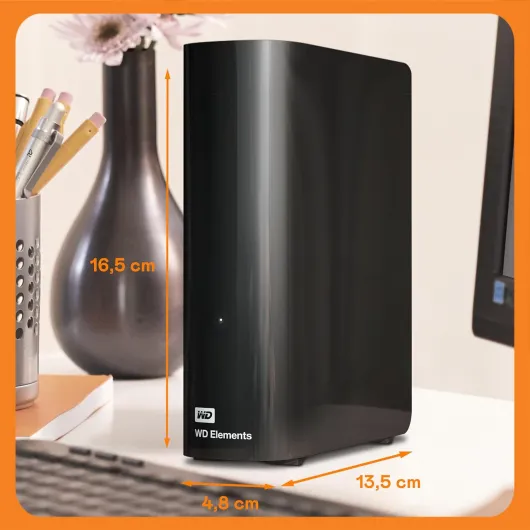 WD 18 To Elements HDD de bureau, USB 3.0, (supplémentaire pour les photos, la musique, les vidéos et tous les autres fichiers, résistant aux chocs) noir 18TB