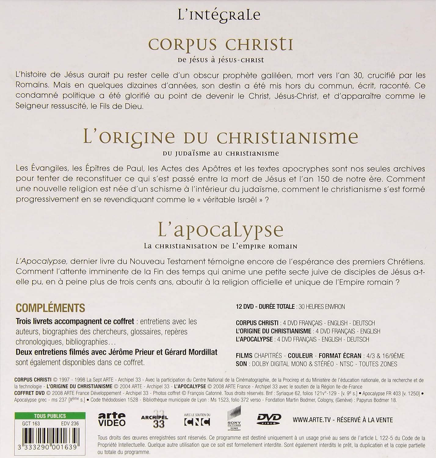 Corpus Christi - Les origines du Christianisme - L'Apocalypse : intégrale - coffret 12 DVD
