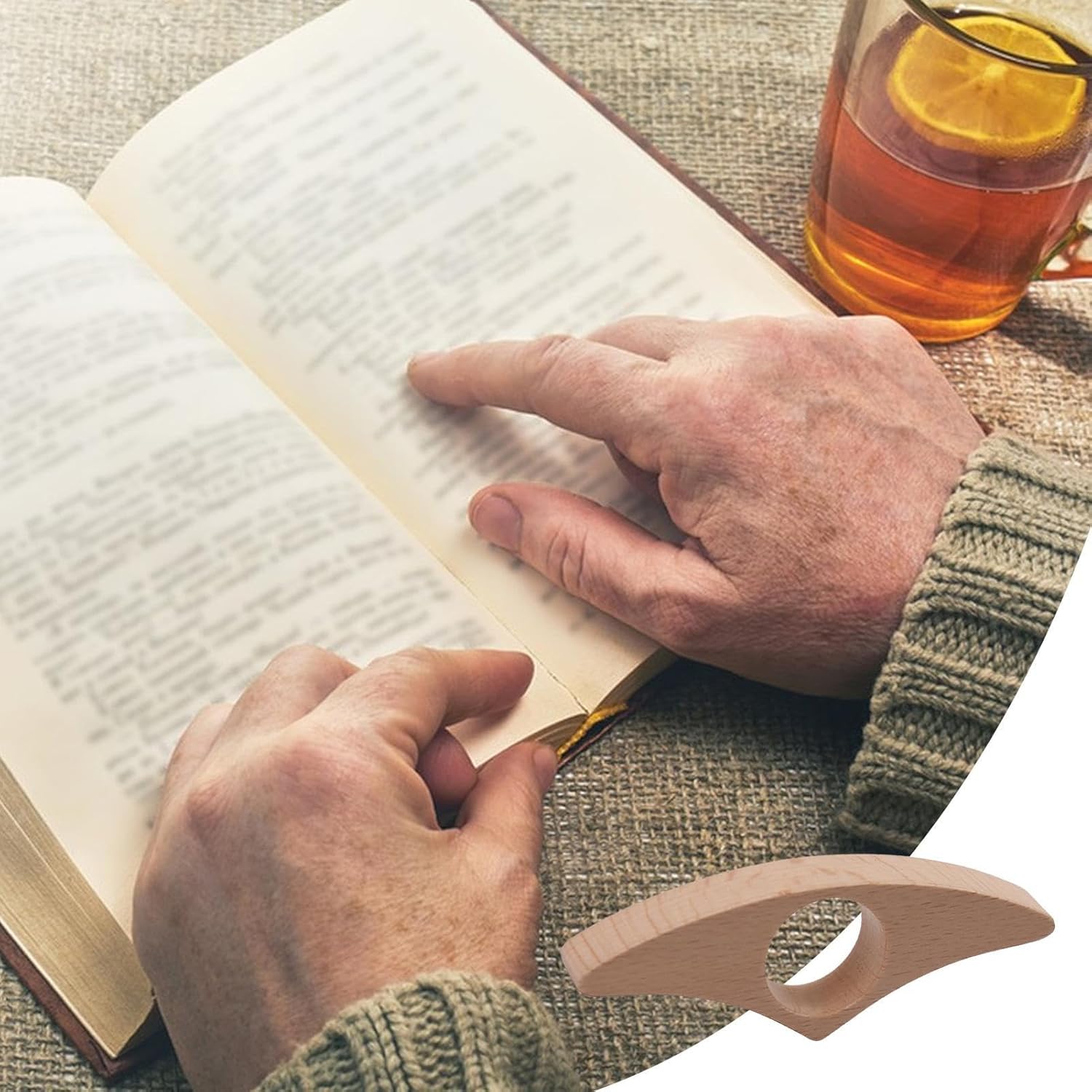 Support de page pour pouce - Accessoires pour livres en résine - Porte-page Du Livre De Pouce - Signet En Bois - Bague Compacte Pour Une Lecture Facile - accessoires de livre pour lit et plage grand