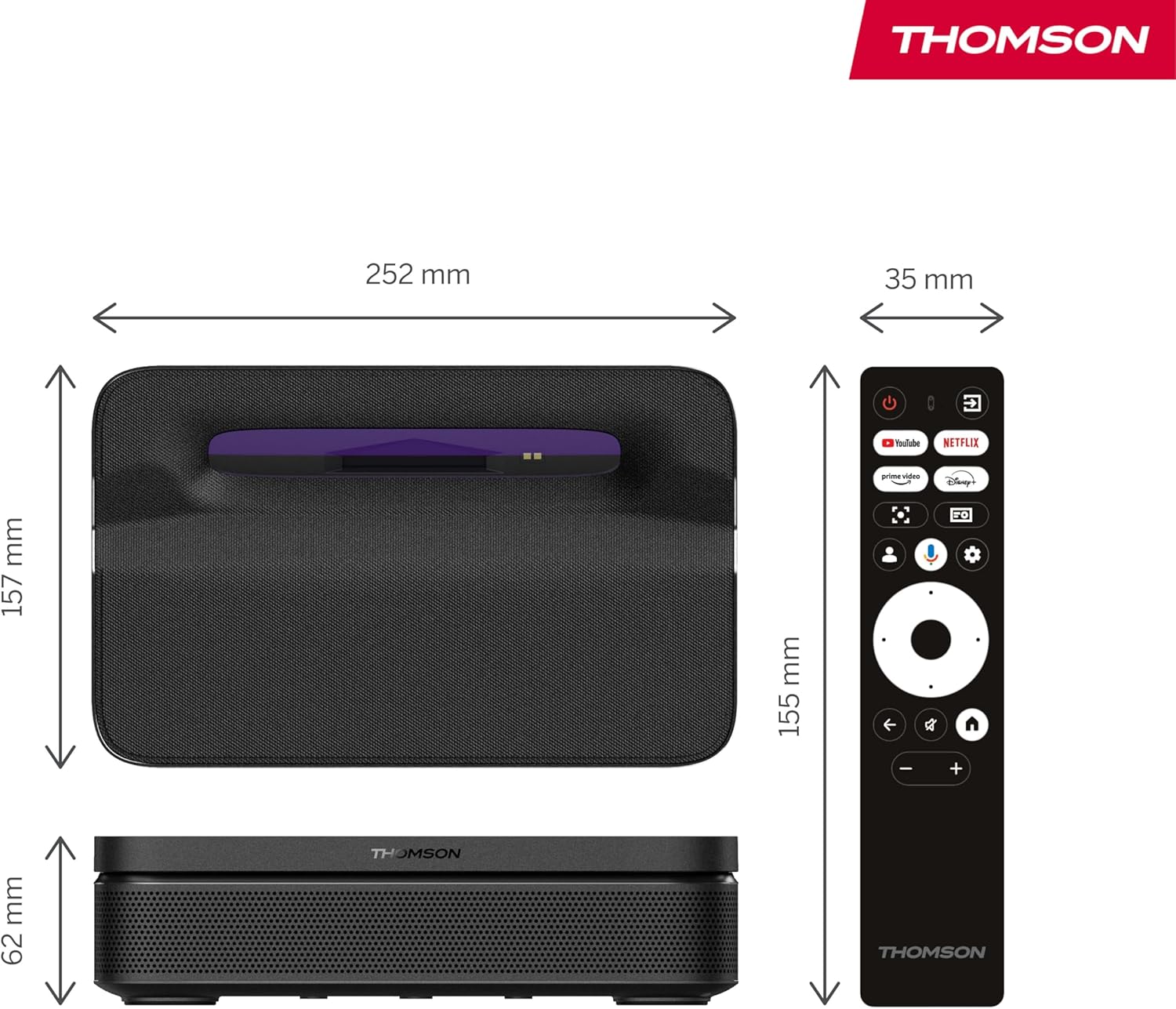Sirius PG55B Projecteur Laser RGB Intelligent, Focale Ultra-Courte, Full HD 1080p, Google TV, 600 ANSI, Autofocus, HDR10+, Dolby Digital+, Batterie, WiFi, Bluetooth Sirius Smart