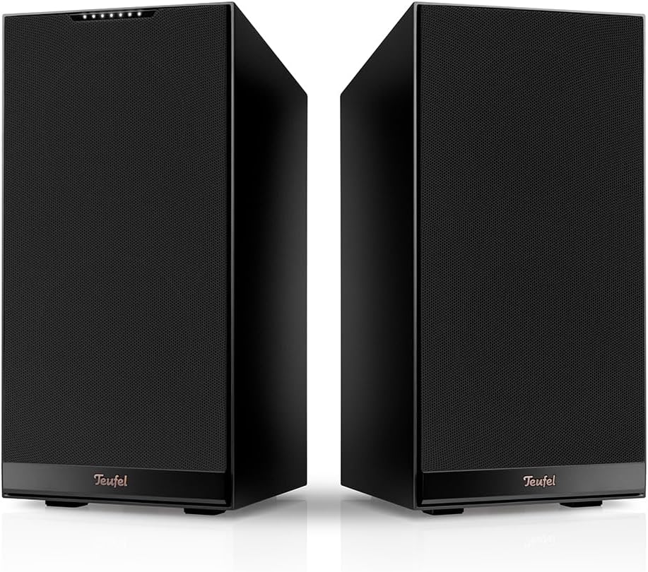 Stereo M 2 - Paire d'enceintes bibliothèque Actives Streaming sans-Fil, Bluetooth, WiFi, Multiroom, boîtier en Bois, Enceintes HiFi, système à 3 Voies 100 Watts, Noir